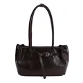 Borsa tote minimalista in pelle PU marrone scuro lucida con fibbia in argento vintage - 27*7*19cm / Senza Pendente / Marrone