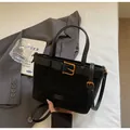 Vintage black suede bucket bag with leather trim and gold buckle for women - Standard / Black