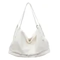 Minimalistische weiße Schultertasche im Slouchy-Stil mit dekorativem Schnallendetail - 45*15*27 / Weiß