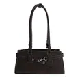 Retro Boston-Handtasche in Anthrazitbraun mit Kreuzriemen und Metallhaken-Detail - Standardtyp / Braun