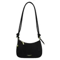 Classic black half-moon shoulder bag with gold hardware and stylish knotted strap detail - No Pendant / Black