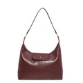 Minimalistische bordeauxrote Hobo-Schultertasche aus Glattleder mit Goldverschluss - 33cmx27cmx11cm / Rot