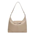 Minimalistische beige Tragetasche aus Premium-Kunstleder mit Goldschnalle und Gurt - 33cmx27cmx11cm / Khaki