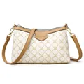 Classic white and brown monogram crossbody bag with adjustable strap and gold hardware - White
