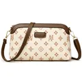 Sac bandoulière rétro monogramme pour femme en crème et marron avec sangle réglable - Blanc