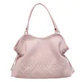 Roze shopper met sterrenpatroon, borduurwerk en trekkoorddetails op witte achtergrond - Ster roze