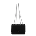 Borsa a tracolla nera con trama a righe e catena metallica per donna trendy - Grande / Nero