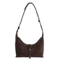 Bolso de mano minimalista marrón oscuro en ecocuero retro con correa ajustable - Marrón