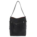 Borsa a secchiello nera opaca da donna con cinturino decorativo e fibbia metallo - Stile di base / Nero