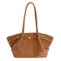 Bolso tote marrón oscuro de cuero sintético suave con hebilla metálica plateada - 29*10*23 / Sin colgante / Marrón