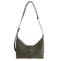 Bolso de hombro media luna minimalista verde oliva en cuero sintético grano litchi - Verde Pálido