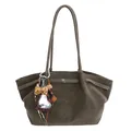 Bolso tote de ante verde oliva con lazo de leopardo y colgante de corazón en correas - 29*10*23 / Con Colgante / Verde