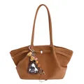Bolso tote marrón con colgante de corazón de leopardo y pliegues laterales - 29*10*23 / Con Colgante / Marrón