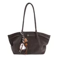 Bolso tote de ante marrón con espejo de corazón, pompón de leopardo y borla fina - 29*10*23 / Con Colgante / Marrón