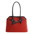 Bolso tote de ante rojo con asa de cuero negro y detalle de correa con hebilla de metal - 31*11*22 / Rojo