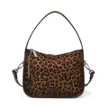 Leopard print crossbody bag with brown leather trim and star keychain detail - 21x16x9.5cm / Leopard Coffee With Charm