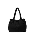 Grand sac cabas matelassé noir avec bandoulière épaisse et cordon de serrage - Noir