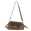 Retro-Baguette-Handtasche mit braunem Monogramm-Print und goldenem K-Logo - 26.5*7*13 / Color Block