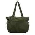 Bolso tote de pana verde oscuro con cordones laterales y correas de hombro - Verde