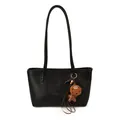 Borsa tote nera in pelle con goffratura MALIVI SNUR GOOD e ciondolo di peluche - 38*13.5*20 / nero con ciondolo