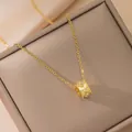 Luxurious gold four-leaf clover kaleidoscope pendant necklace in a premium gift box - Kaleidoscope Necklace / Gold
