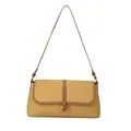 Borsa baguette giallo senape in pelle martellata con fibbia G e profili marroni - Giallo