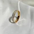 Elegant 18K gold-plated titanium steel ring with double-row sparkling crystals - Size 5 / Rose Gold
