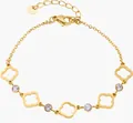 Detail of 18k gold plated clover bracelet with pink zircons and adjustable lobster clasp - Hollow Clover Lobster Clasp Style (SL5145J) / Gold