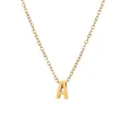 Polished 18k gold plated stainless steel initial A pendant necklace with O-chain link - Gold - Letter A