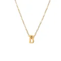 Minimalist 18k gold plated stainless steel necklace featuring letter B pendant - Gold - Letter B