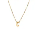 Minimalist 18k gold plated stainless steel necklace featuring a polished letter C pendant - Gold - Letter C