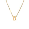 18k gold plated stainless steel necklace featuring a 3D uppercase letter D pendant - Gold - Letter D