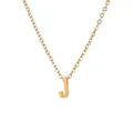 Minimalistische 18k vergoldete Edelstahlkette mit glänzendem Buchstaben J Anhänger - Gold - Buchstabe J