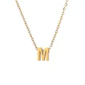 18k vergoldete Edelstahlhalskette mit M-Anhänger und polierter Gliederkette für Damen - Gold - Buchstabe M