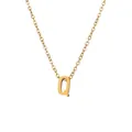 Minimalistische 18k vergoldete Edelstahlhalskette mit einem polierten Buchstaben Q Anhänger - Gold - Buchstabe Q