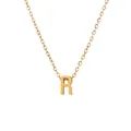 Minimalistische 18k vergoldete Halskette mit R-Initialen-Anhänger und feiner O-Kette - Gold - Buchstabe R