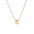 Minimalistische 18k vergoldete Edelstahlhalskette mit einem polierten Buchstaben-U-Anhänger - Gold - Buchstabe U