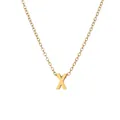 Minimalistische 18k vergoldete Edelstahlkette mit poliertem Buchstaben-X-Anhänger - Gold - Buchstabe X
