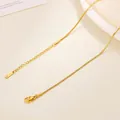 Detail of gold-plated stainless steel box chain necklace with lobster clasp and tag - Box Chain / 40+5cm / Gold