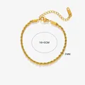 Details von 2mm Gold-Torsionsarmband mit Karabinerverschluss und 16+5cm Verlängerungskette - Seilkette Armband (SL5120J)