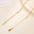 Detailed macro view of 18k gold plated titanium steel chain with lobster clasp and extender - 2mm Blade Chain / 40+5cm / Gold