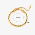 Vista detallada de la pulsera de cadena de cuerda dorada de 4mm con medidas 16+5cm - Pulsera de Cadena de Cuerda (SL5122J) / 4mm / Dorado