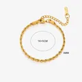 Detalle de pulsera de cadena de cuerda dorada de 3mm con cierre de mosquetón y extensión - Pulsera de Cadena de Cuerda (SL5121J) / 3mm / Dorado