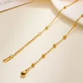 Detail of 18K gold-plated O-link beaded chain with lobster clasp and S.STEEL tag - Rolo Bead Chain / 40+5cm / Gold