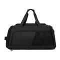 Large capacity black sports duffel bag with waterproof fabric and wet dry separation - Black