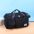 Grande borsa da viaggio in velluto a coste nero con doppi manici e tracolla regolabile - Nero