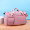 Grande borsa da viaggio in velluto a coste rosa con doppi manici e tracolla regolabile - Rosa
