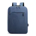 Navy blue business laptop backpack with USB port and minimalist waterproof design - Blue