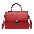 Klassieke rode kleine vierkante crossbodytas van PU-leer met brede schouderband - Rood