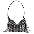 Sparkling rhinestone cylinder handbag with chain strap and silver crystals for women - Silver